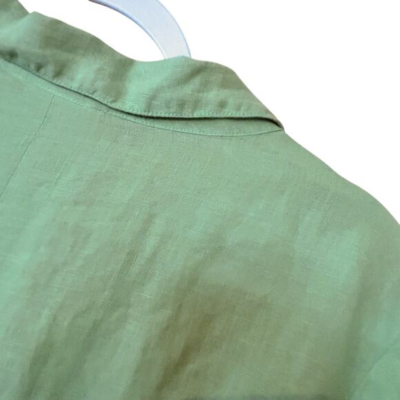 Habitat Tunic Top Green 100% Linen Preshrunk USA XL Minimalist Casual Coastal - Picture 11 of 12